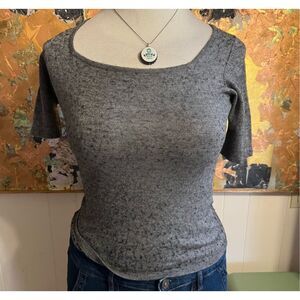 Comme Ca Ism Soft Gray U Neck Pullover Short Sleeve Sweater S